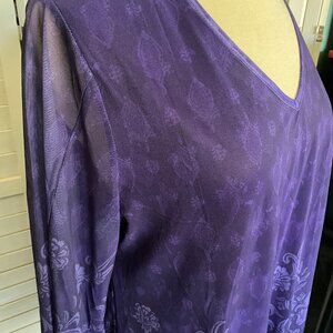 Purple 2XL Bebonnie Blouse w/sheer mesh sleeves and body lining